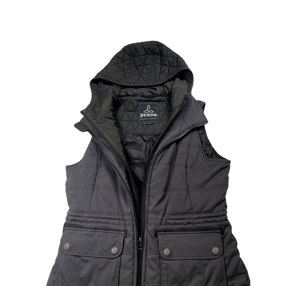 Prana Womens Gray Hooded Quilted Vest Jacket With Pockets Size S - Picture 3 of 16